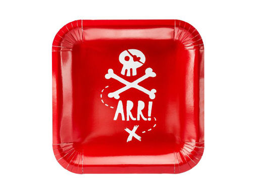 Picture of PLATES PIRATES RED 20X20CM - 6 PACK
